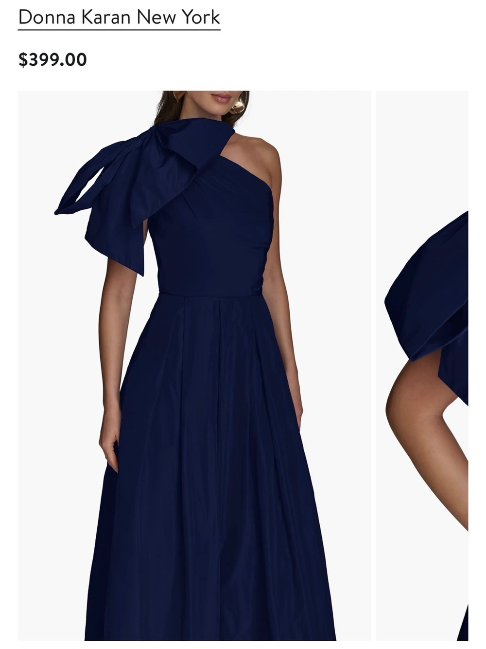 Donna Karan One-Shoulder Royal Blue Evening Gown with Bow - Picture 5 of 7